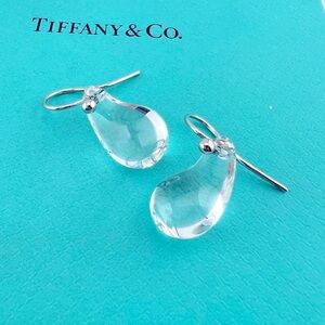 RARE Tiffany & Co. Platinum Crystal Teardrop Earrings Elsa Peretti